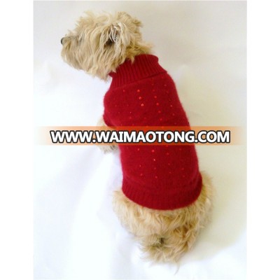 Red, Black Angora Dog Sweater, Handmake Warn Pet Sweater